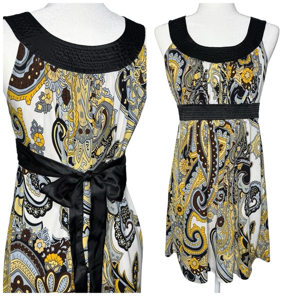 Vintage Y2K XOXO M Babydoll Dress Bow Stretch Empire Waist Floral Made In USA